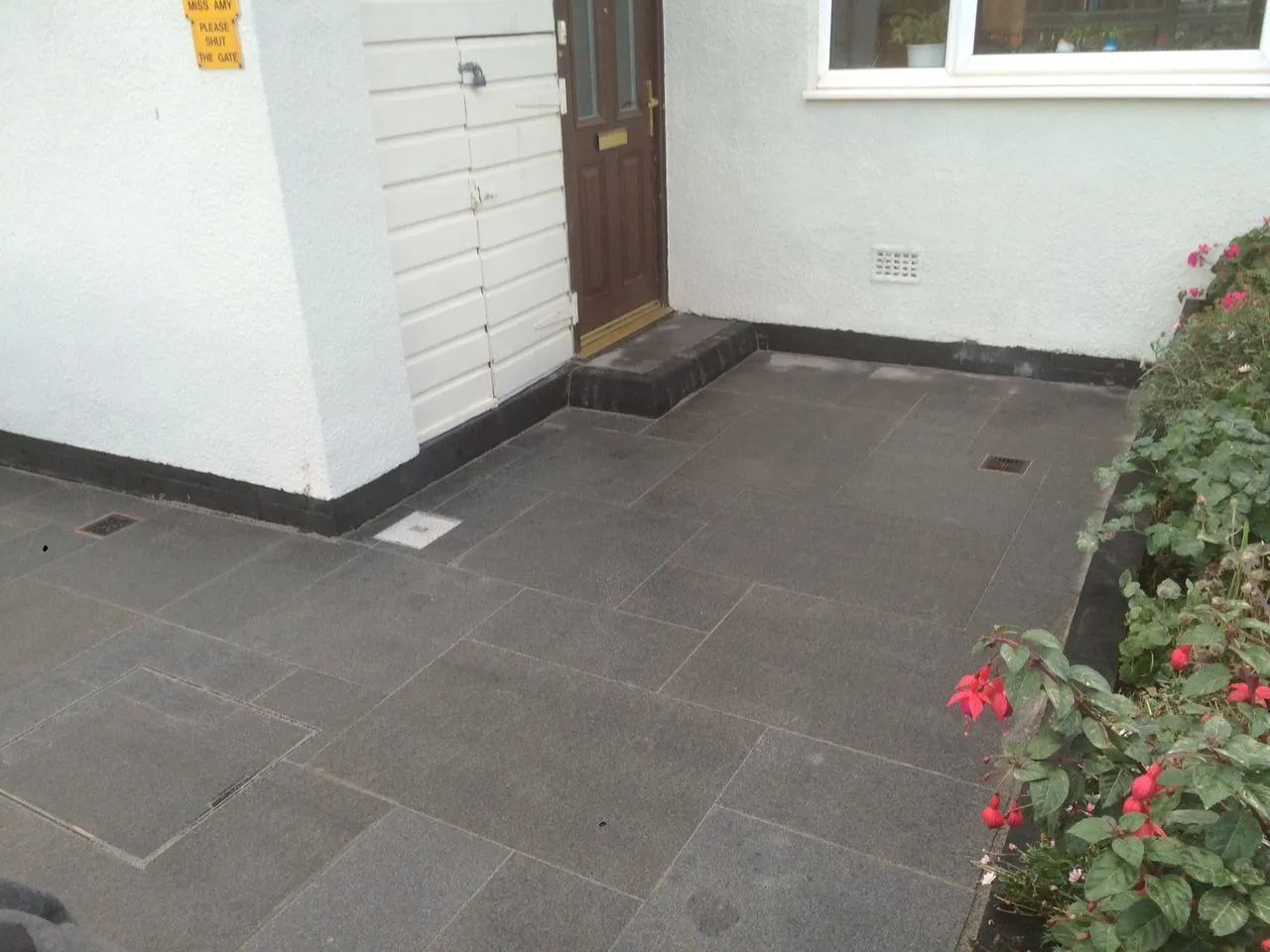 dark grey patio with door